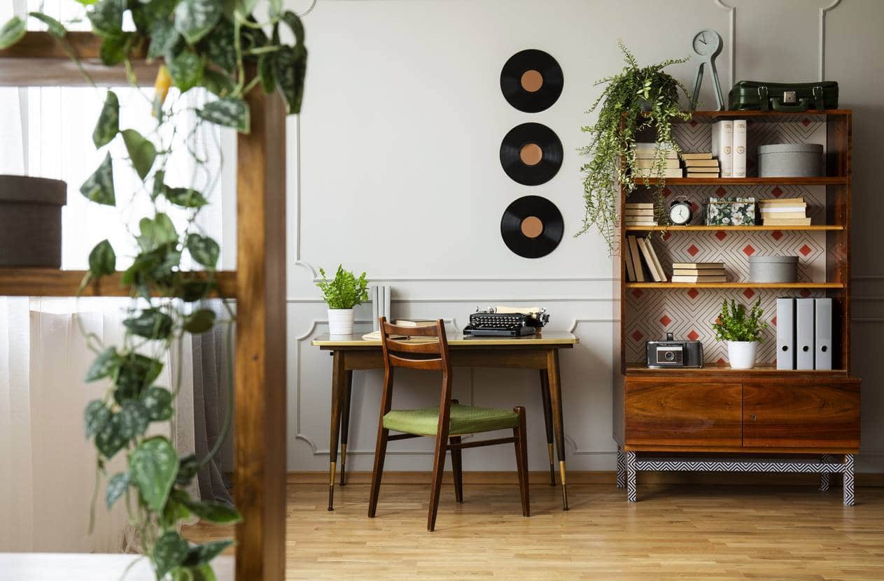 meubles en bois, aménagement intérieur, décoration