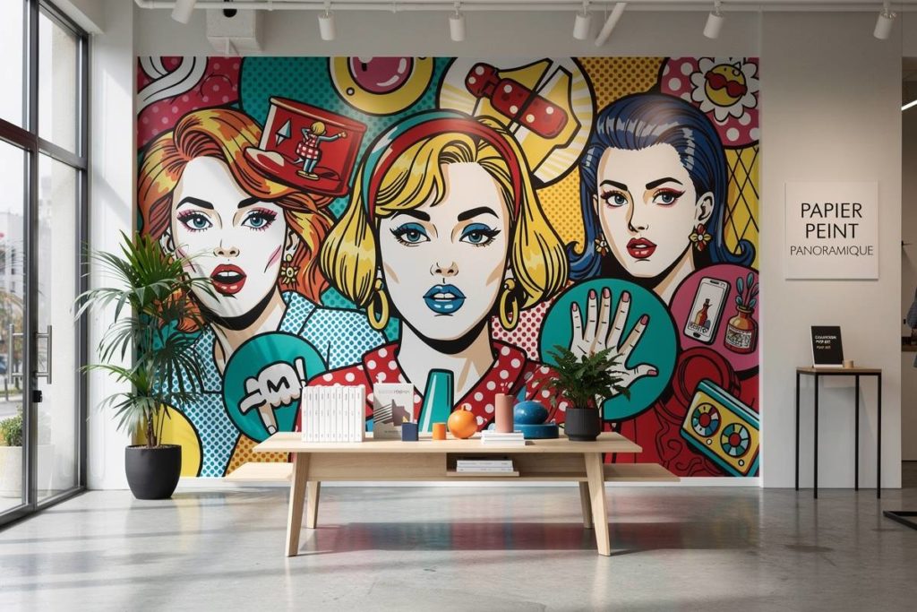 papier peint panoramique motif pop art très coloré