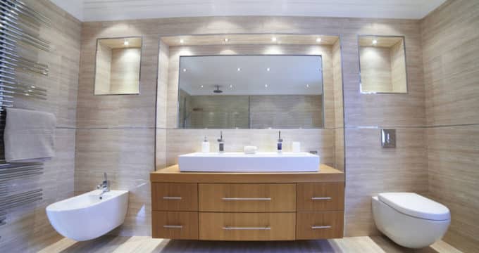 interior view of beautiful luxury bathroom