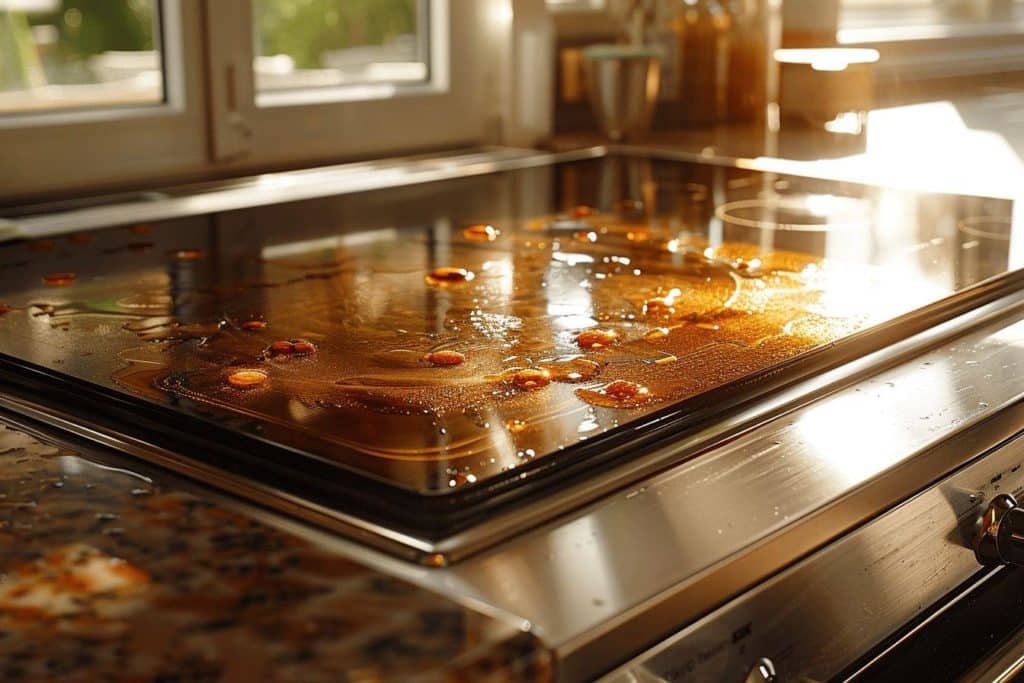 Image d'un plat doré et brillant dans un four de cuisine
