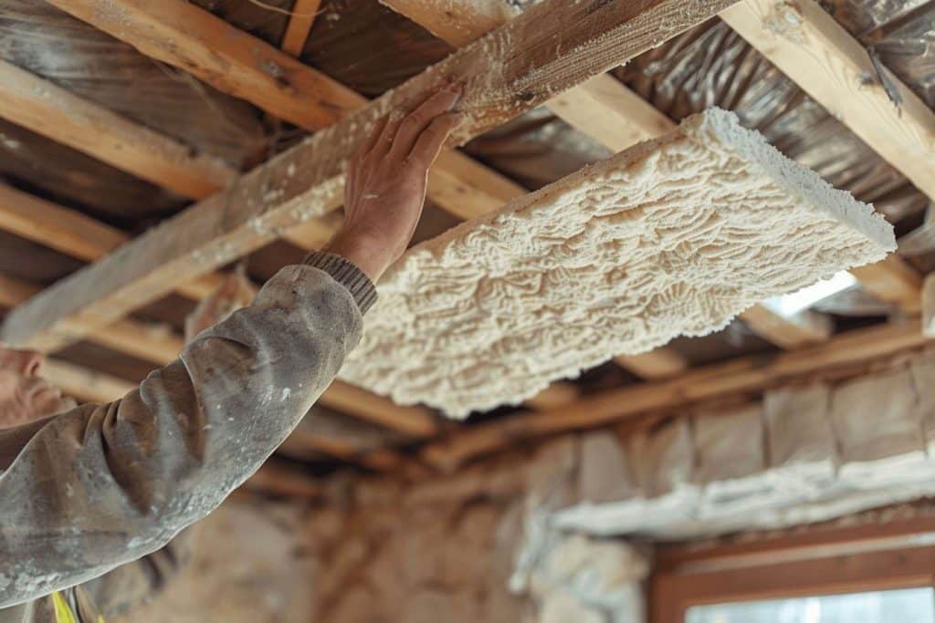 Mains gantées travaillant sur une pièce de bois sculptée dans un atelier