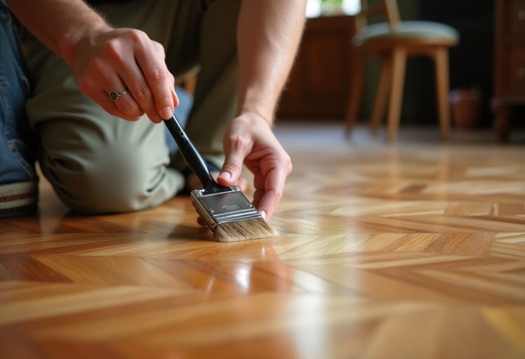 avec un vitrificateur pour parquet de qualite photo