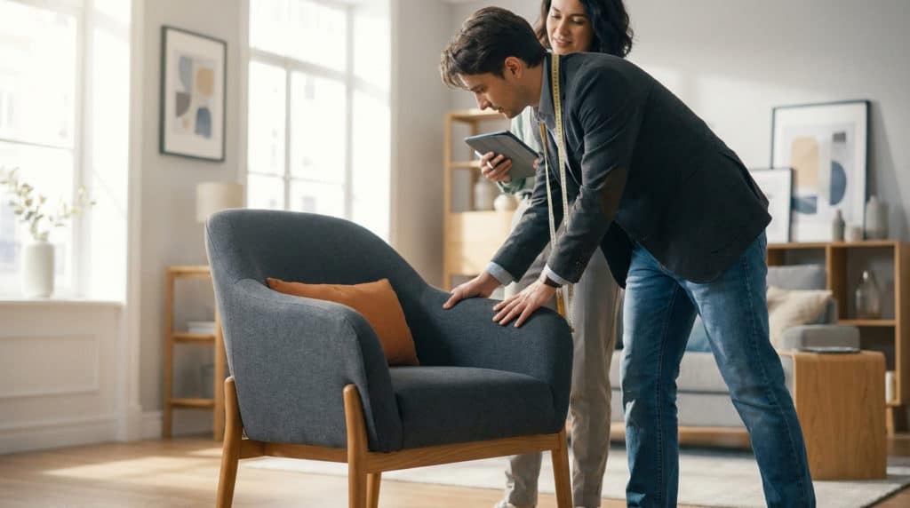 avis sklum experts en design examinant un fauteuil