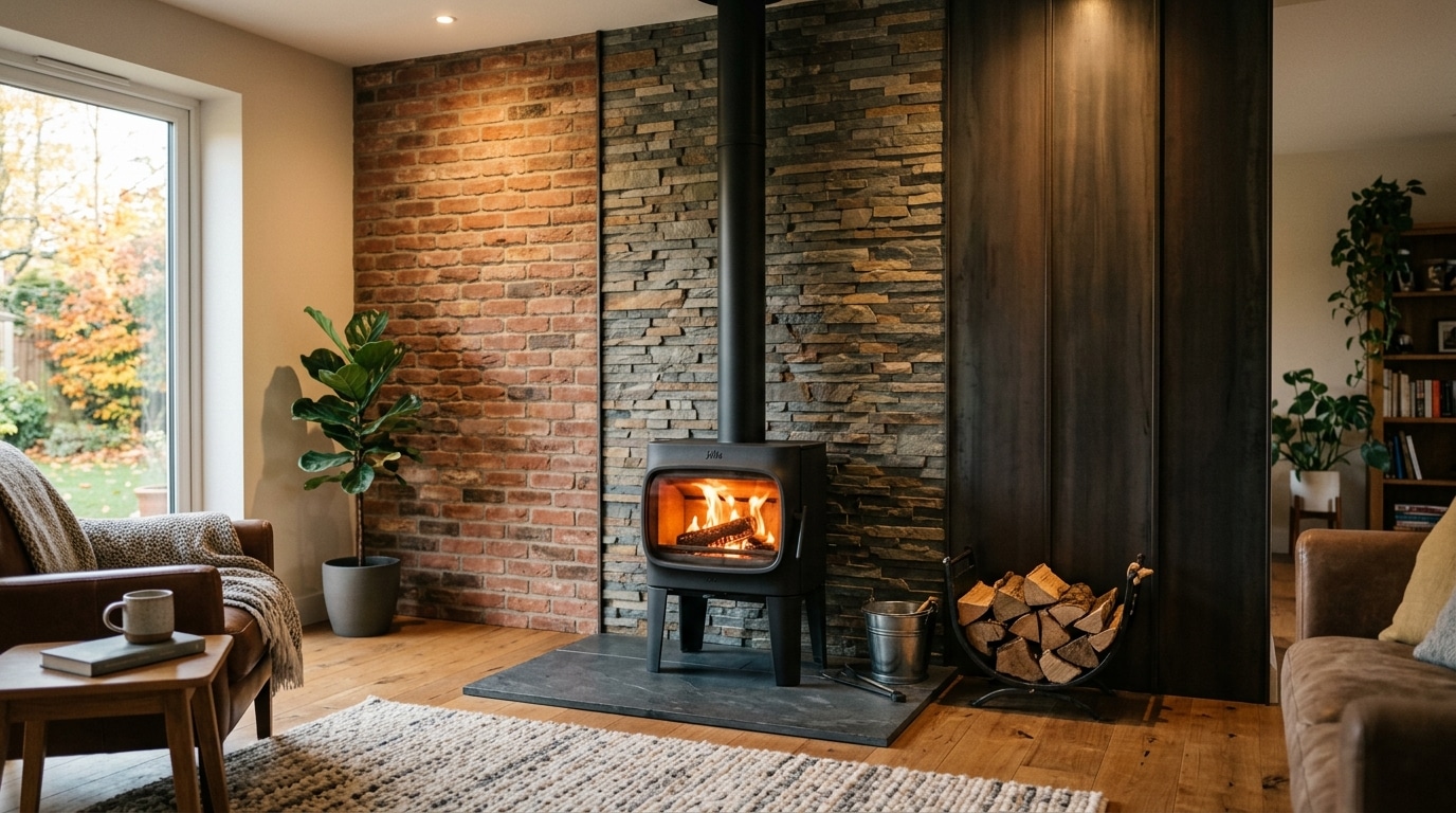 découvrez des idées et matériaux adaptés pour l'habillage mural derrière un poêle à bois, alliant sécurité, esthétique et fonctionnalité.