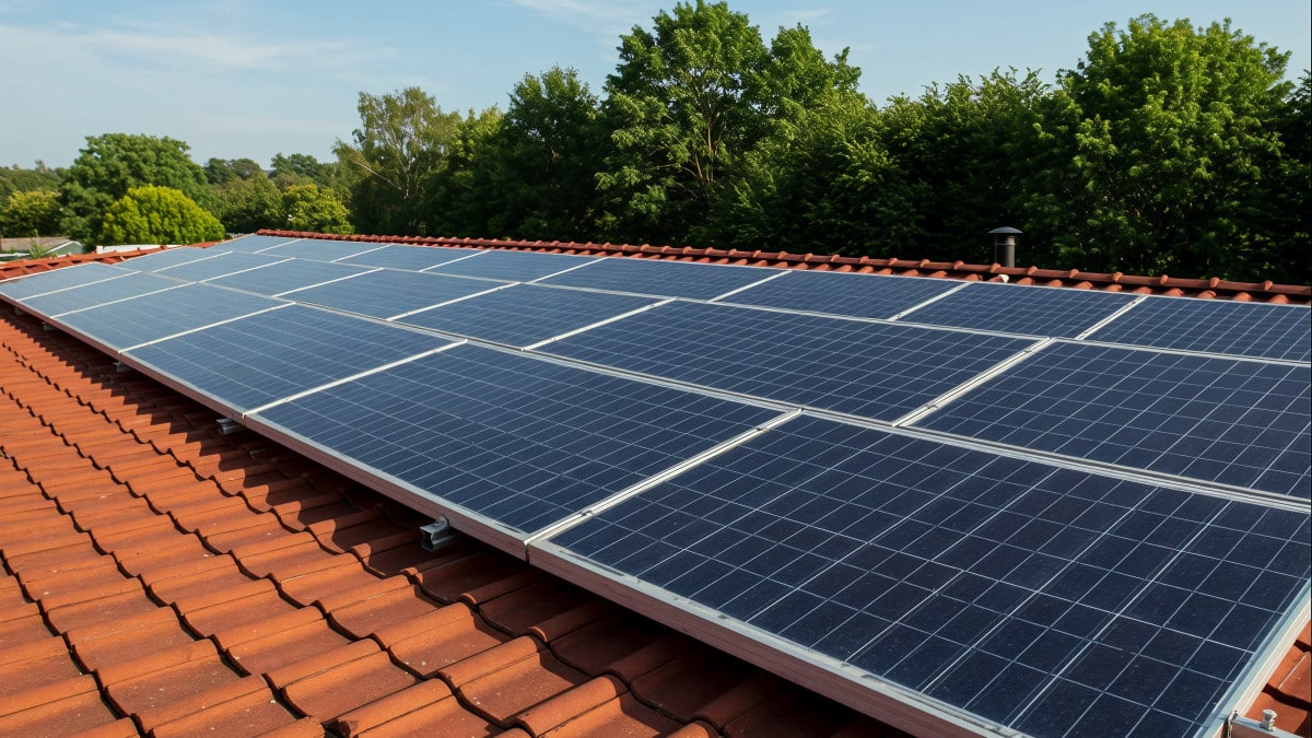 Des panneaux solaires installés sur la toiture d'une maison.