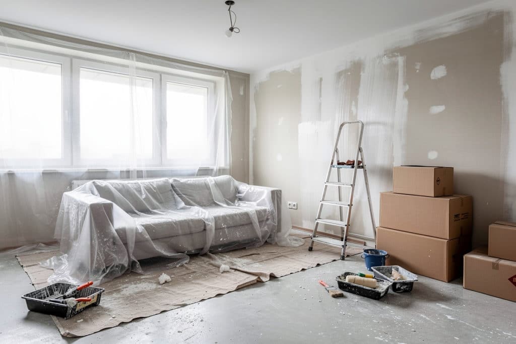 appartement vidé et protégé avant travaux de rénovation à Ivry-sur-Seine