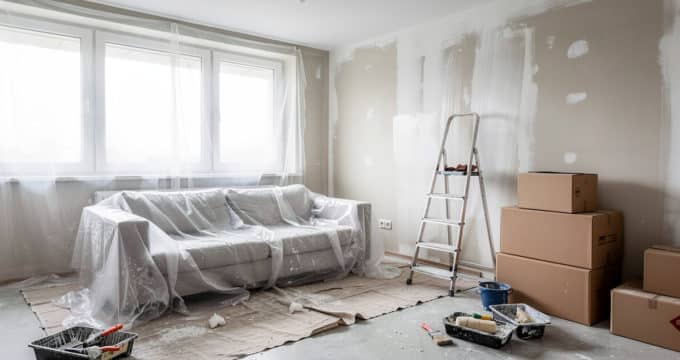 appartement vidé et protégé avant travaux de rénovation à Ivry-sur-Seine